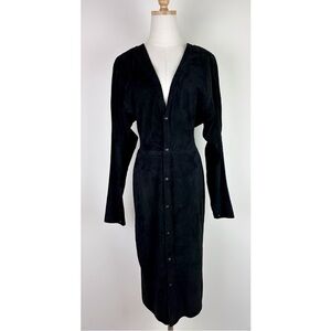 Roberto Fabris Vintage Black Suede Leather Dress